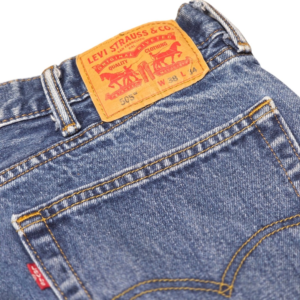 Levi's 505 Regular Fit Jeans Mens W38‎ L34 Blue Denim Classic Comfort